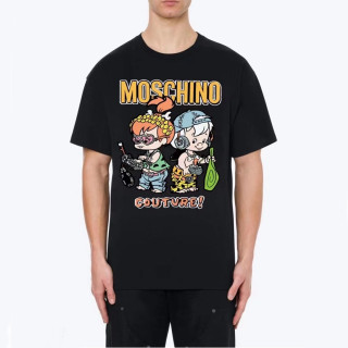 모스키노 남성 크루넥 블랙 반팔티 -Mens Black Tshirts - mos0223x