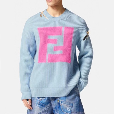 펜디 남/녀 트렌디 블루 니트 - Mens Blue Sweaters - fen01244x