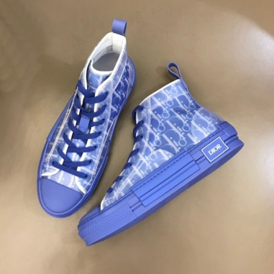 디올 남/녀 오블리크 Galaxy 블루 하이탑 스니커즈 - Unisex Blue Sneakers - dio01892x