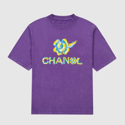 샤넬 남/녀 크루넥 퍼플 반팔티 - Unisex Purple Tshirts - chl0903x