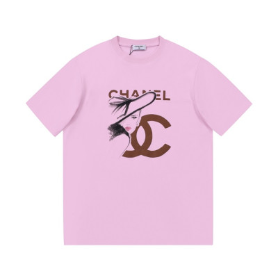 샤넬 남/녀 크루넥 핑크 반팔티 - Unisex Pink Tshirts - chl0906x