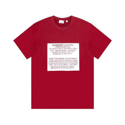 버버리 남성 레드 크루넥 반팔티 - Mens Red Tshirts - Bur04426x