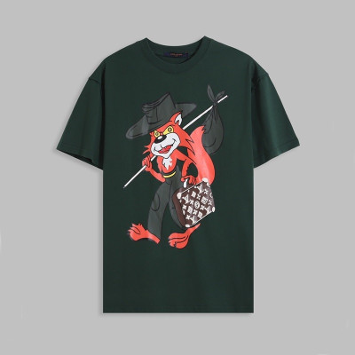 루이비통 남성 그린 크루넥 반팔티 - Mens Green Tshirts - lou04990x