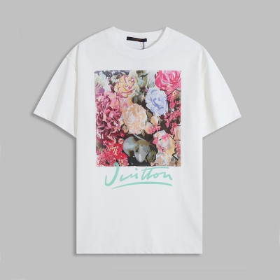 루이비통 남성 화이트 크루넥 반팔티 - Mens White Tshirts - lou04991x