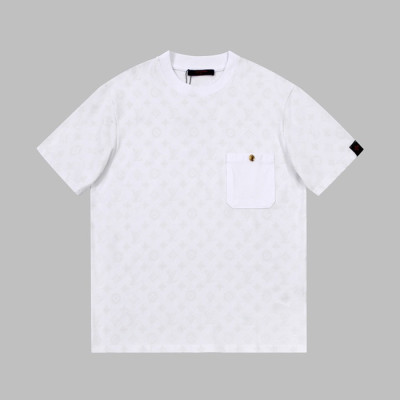 루이비통 남성 화이트 크루넥 반팔티 - Mens White Tshirts - lou04998x