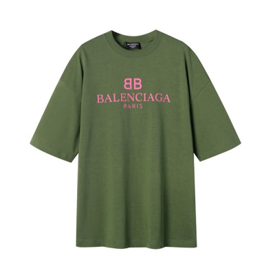 발렌시아가 남성 크루넥 그린 반팔티 - Mens Green Tshirts - bal01601x