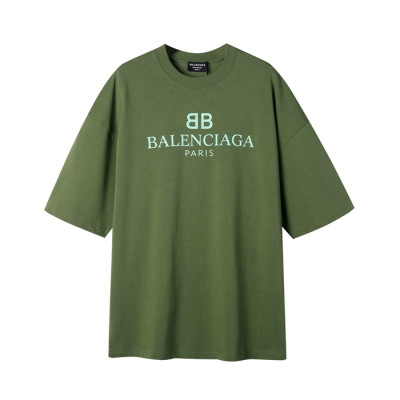 발렌시아가 남성 크루넥 그린 반팔티 - Mens Green Tshirts - bal01602x