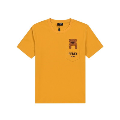펜디 남/녀 옐로우 크루넥 반팔티 - Fendi Unisex Yellow Tshirts - fen01252x
