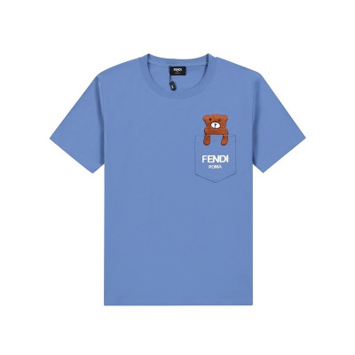 펜디 남/녀 블루 크루넥 반팔티 - Fendi Unisex Blue Tshirts - fen01253x