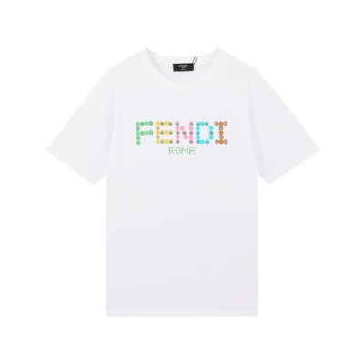 펜디 남/녀 화이트 크루넥 반팔티 - Fendi Unisex White Tshirts - fen01255x