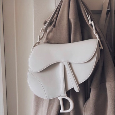 디올 여성 화이트 새들백 - Womens White Saddle Bag - dio01912x