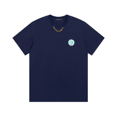 루이비통 남성 네이비 크루넥 반팔티 - Mens Navy Tshirts - lou05010x