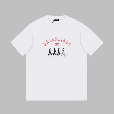 발렌시아가 남성 크루넥 화이트 반팔티 - Mens White Tshirts - bal01605x