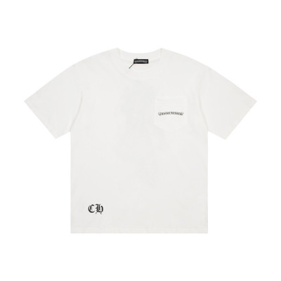 크롬하츠 남성 화이트 크루넥 반팔티 - Mens White Tshirts - chr0454x