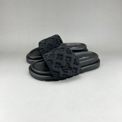 루이비통 남/녀 이니셜 블랙 슬리퍼 - Unisex Black Slippers - lou05030x