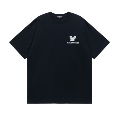 발렌시아가 남성 크루넥 블랙 반팔티 - Mens Black Tshirts - bal01618x