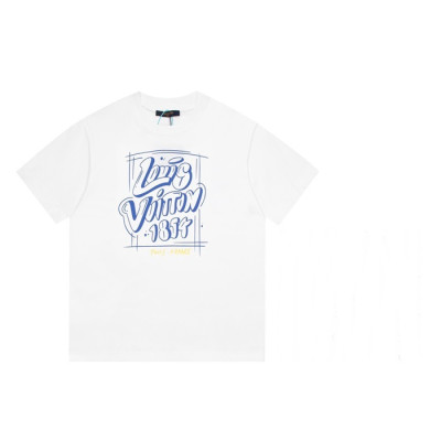 루이비통 남성 화이트 크루넥 반팔티 - Mens White Tshirts - lou05066x