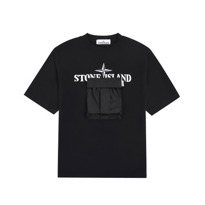 스톤아일랜드 남성 블랙 크루넥 반팔티 - Mens Black Tshirts - sto0486x