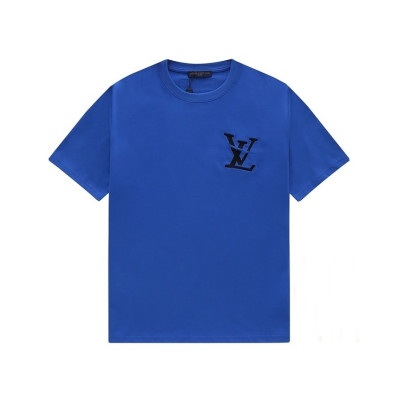 루이비통 남성 블루 크루넥 반팔티 - Mens Blue Tshirts - lou05077x