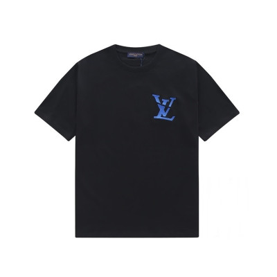 루이비통 남성 블랙 크루넥 반팔티 - Mens Black Tshirts - lou05078x