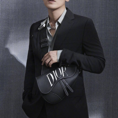 디올 남성 스터시 블랙 새들백 - Mens Black Saddle Bag - dio02089x