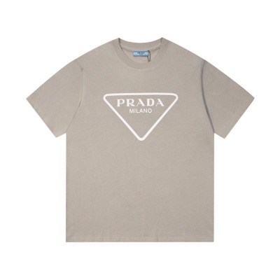 프라다 남성 크루넥 그레이 반팔티 - Mens Gray Tshirts - Pra02804x