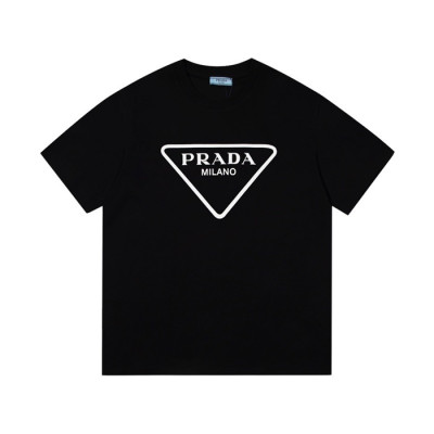 프라다 남성 크루넥 블랙 반팔티 - Mens Black Tshirts - Pra02805x