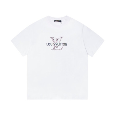 루이비통 남성 화이트 크루넥 반팔티 - Mens White Tshirts - lou05201x