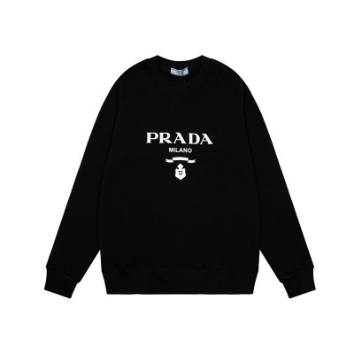 프라다 남자 크루넥 블랙 맨투맨 - Prada Mens Black Tshirts - pra02823x