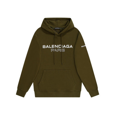 발렌시아가 남/여 캐쥬얼 카키 후드티 - Unisex Khaki Hoodie - bal01697x