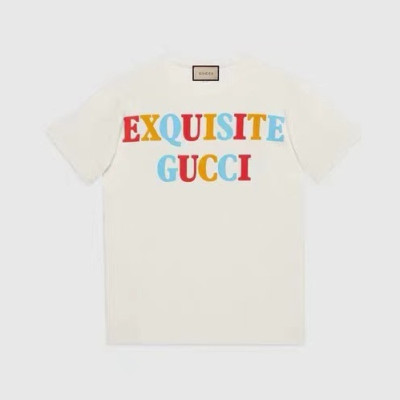 구찌 남/녀 화이트 크루넥 반팔티 - Gucci Unisex White Tshirts - guc05255x