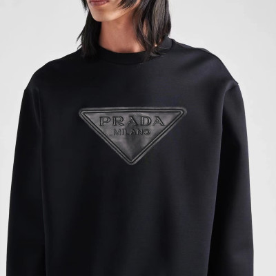 프라다 남/녀 크루넥 블랙 맨투맨 - Prada Unisex Black Tshirts - pra02848x
