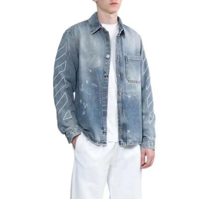 오프화이트 남성 시그니처 블루 셔츠 - Off-white Mens Blue Shirts - off0852x