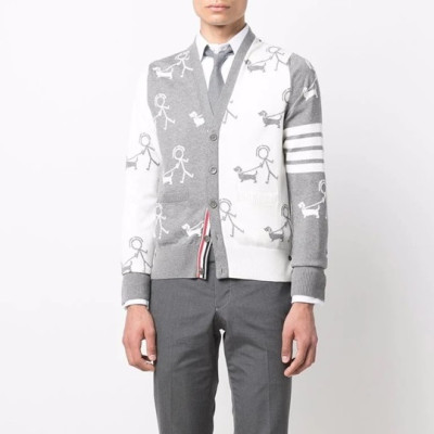 톰브라운 남성 브이넥 그레이 가디건 - Thom Browne Mens Gray Cardigan - thom0632x