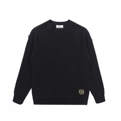 스톤아일랜드 남성 블랙 크루넥 니트 - Stone Island Mens Black Knits - sto0500x