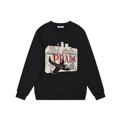 프라다 남성 크루넥 블랙 맨투맨 - Prada Mens Black Tshirts - pra02880x