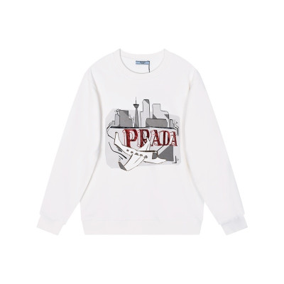 프라다 남성 크루넥 화이트 맨투맨 - Prada Mens White Tshirts - pra02881x
