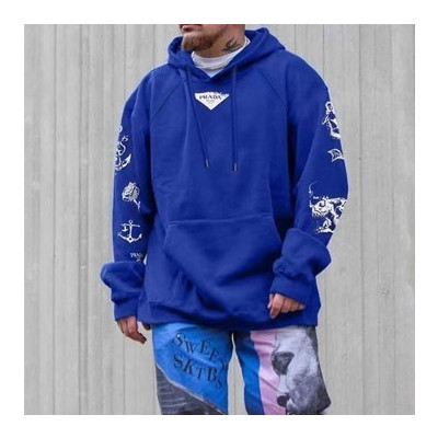 프라다 남성 캐쥬얼 블루 후드티 - Prada Mens Blue Hoodie - pra02884x