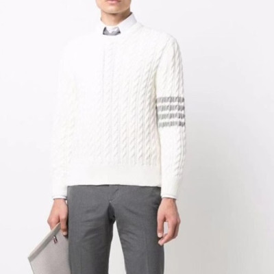 톰브라운 남성 화이트 크루넥 니트 - Thom Browne Mens White Knit - thom0640x