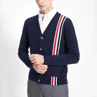 톰브라운 남성 브이넥 네이비 가디건 - Thom Browne Mens Navy Cardigan - th98x