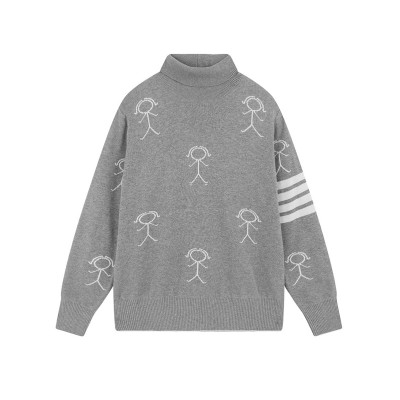 톰브라운 남성 그레이 터틀넥 니트 - Thom Browne Mens Gray Knit - thom0656x