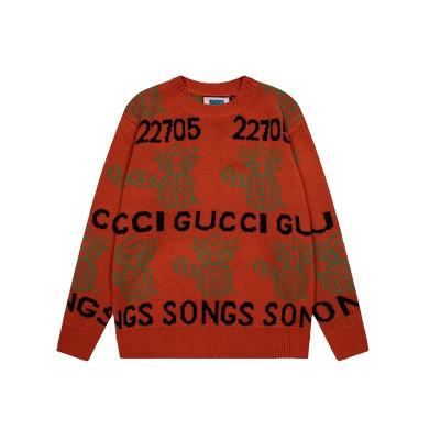 구찌 남성 오렌지 크루넥 니트 - Gucci Mens Orange Knits - gu001x