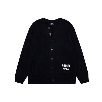 펜디 남성 브이넥 블랙 가디건 - Fendi Mens Black Cardigan - fen01306x