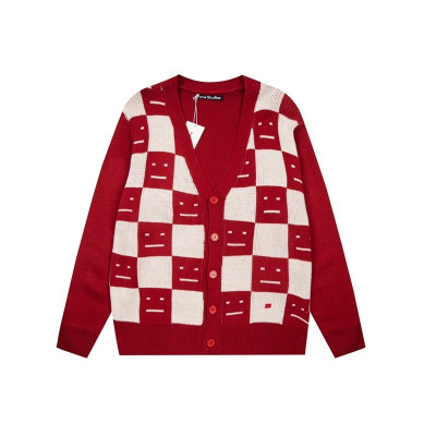 아크네 남/녀 레드 브이넥 가디건 - Acne Unisex Red Cardigan - ace0165x