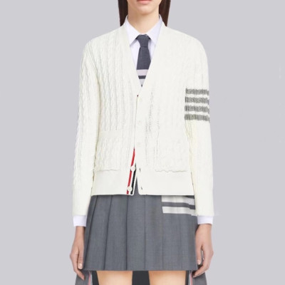 톰브라운 남/녀 브이넥 화이트 가디건 - Thom Browne Unisex White Cardigan - thom0667x