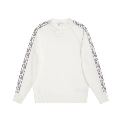 디올 남성 크루넥 화이트 스웨터 - Dior Mens White Sweaters - di01x