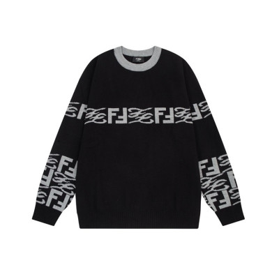 펜디 남성 블랙 크루넥 니트 - Fendi Mens Black Sweaters - fe06x