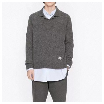 디올 남성 그레이 폴로 스웨터 - Dior Mens Gray Sweaters - di25x