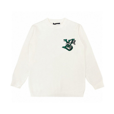 루이비통 남성 화이트 크루넥 니트 - Louis vuitton Mens White Sweaters - lv151x