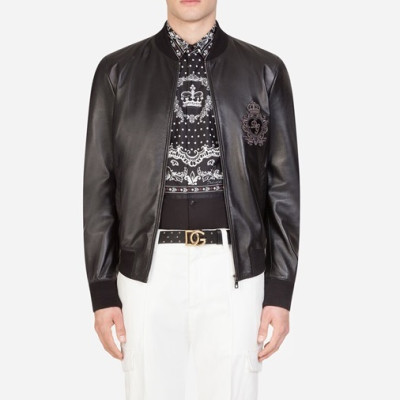돌체앤가바나 남성 블랙 가죽 자켓 - Dolce&Gabbana Mens Black Jackets - dol372x